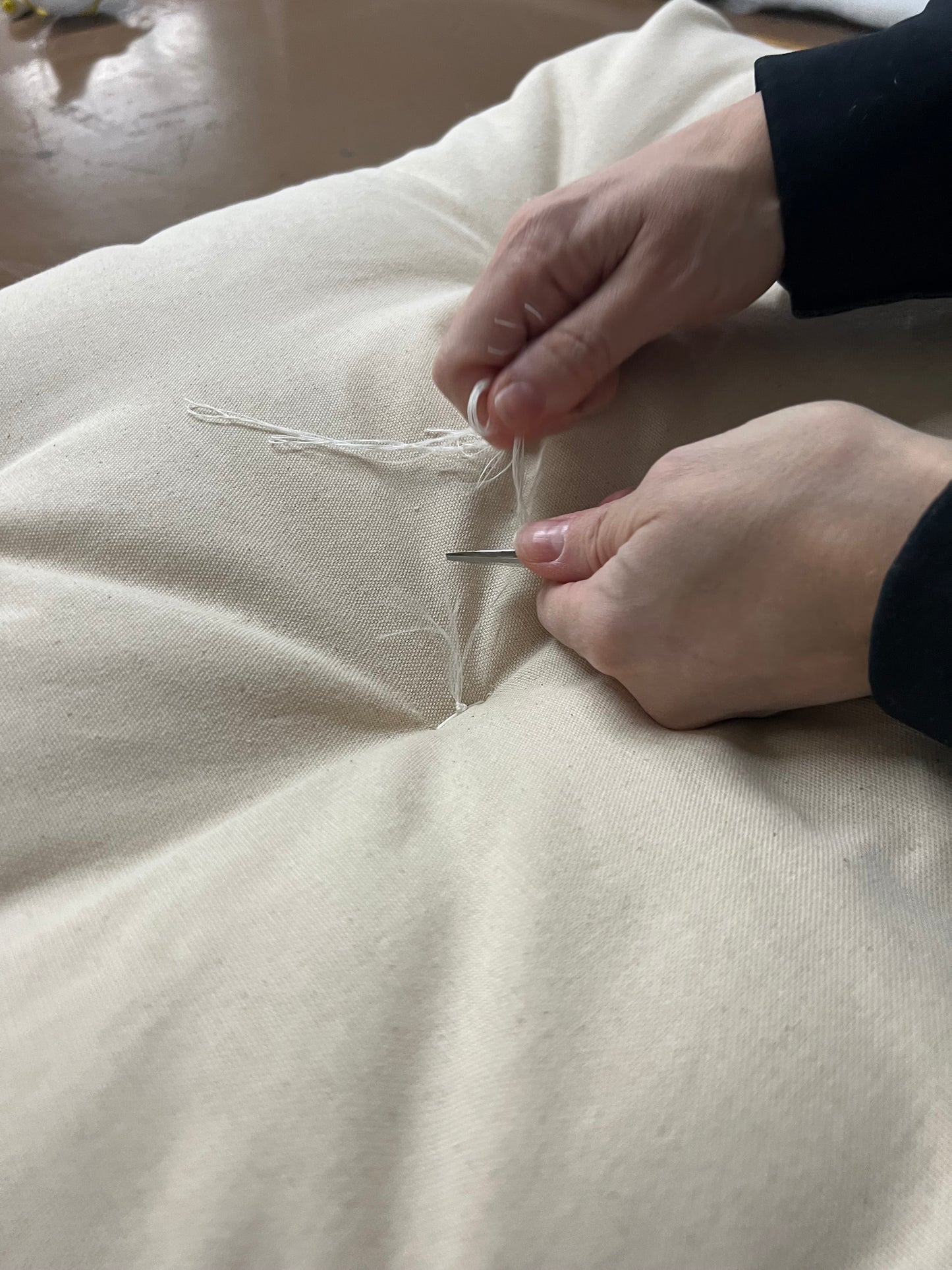 Handmade Cotton Futon w/Removable Kona White Cover. Shiki Futon.