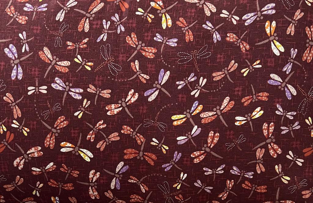 Japanese Tombo Burgundy Fabric Throw Pillow