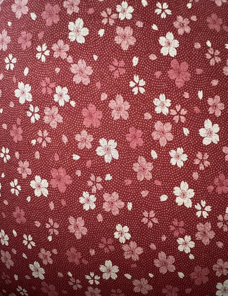 Japanese Sakura Red Fabric Throw Pillow