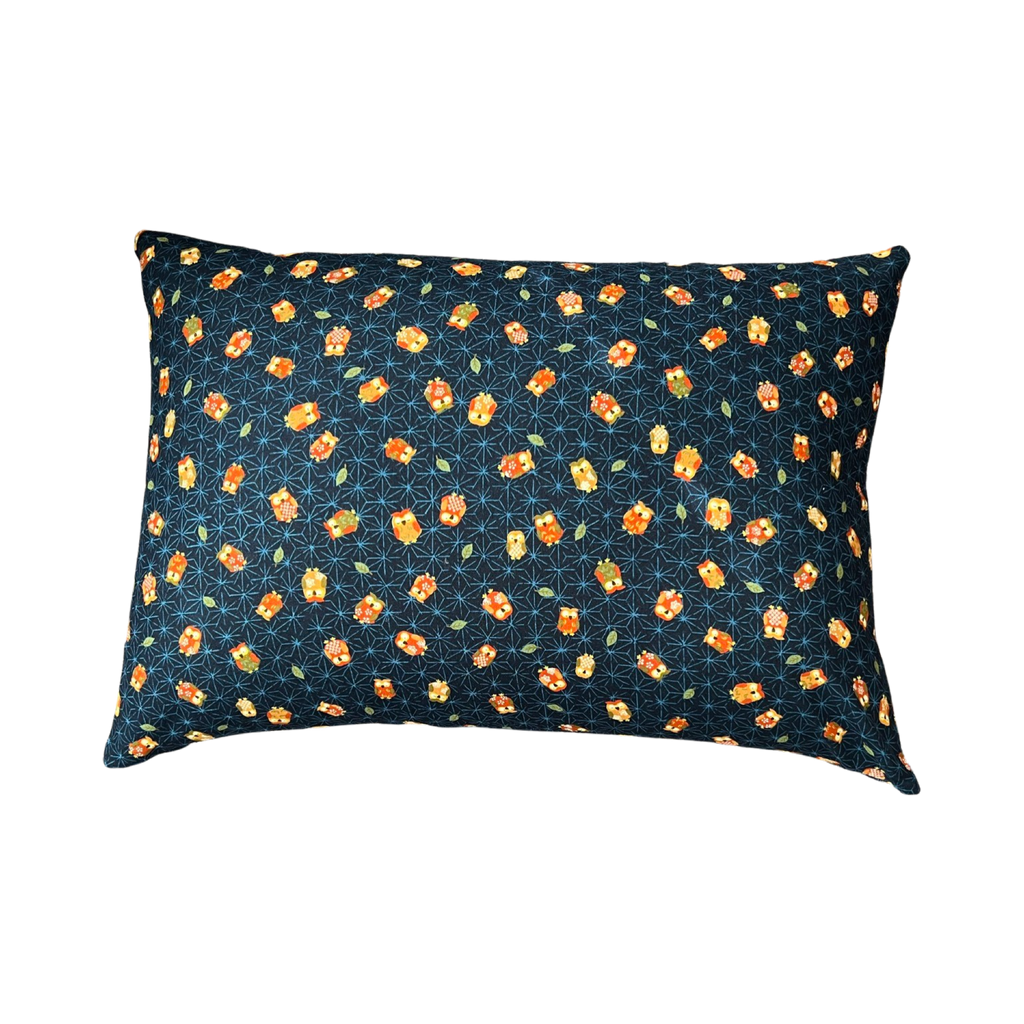 Japanese Owl Navy Throw Pillow