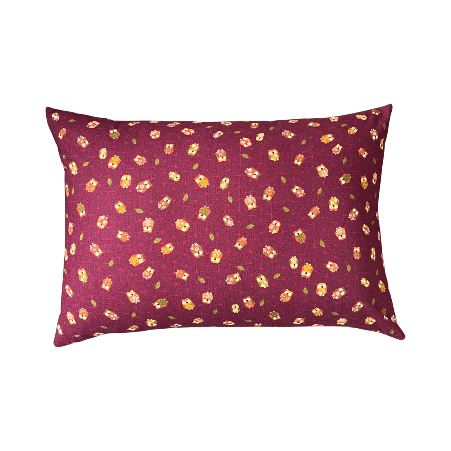 Japanese Owl Burgundy Throw Pillow