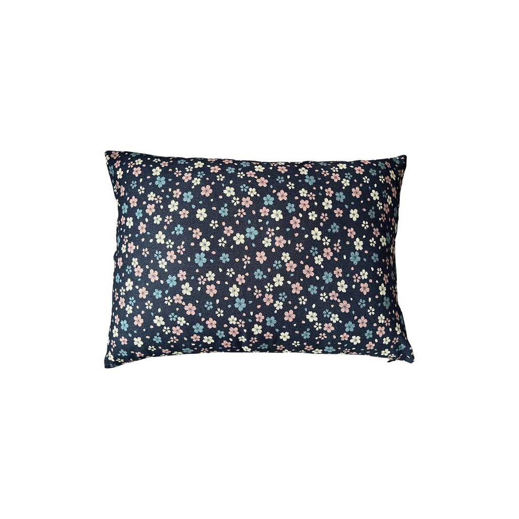 Japanese Sakura Navy Fabric Throw Pillow