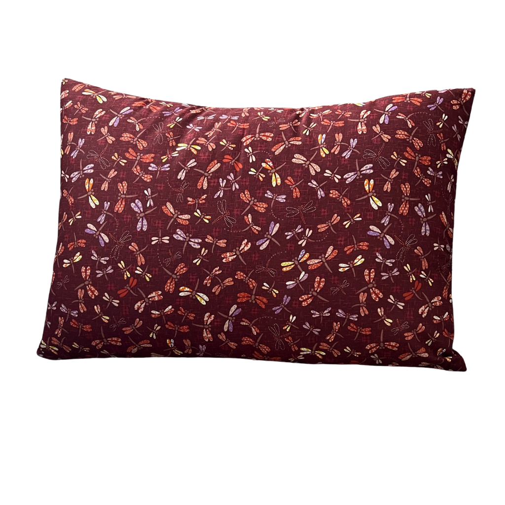 Japanese Tombo Burgundy Fabric Throw Pillow