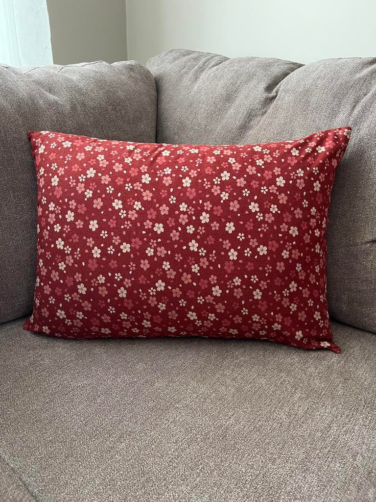 Japanese Sakura Red Fabric Throw Pillow