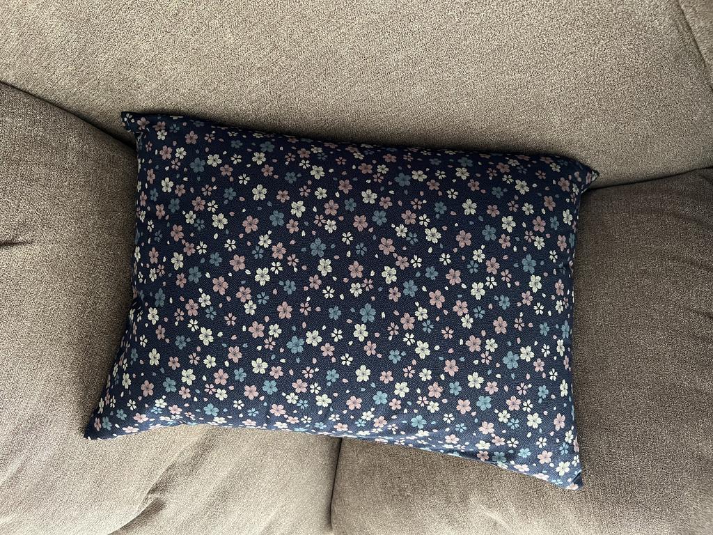 Japanese Sakura Navy Fabric Throw Pillow