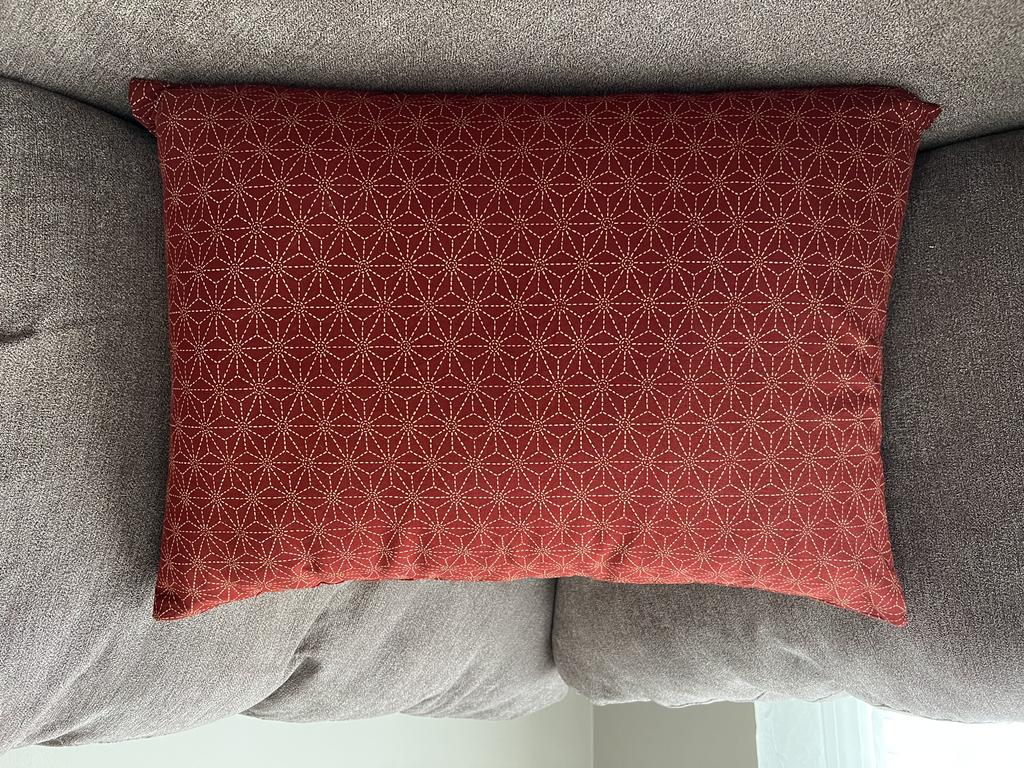 Japanese Asa-no-ha Red Fabric Throw Pillow