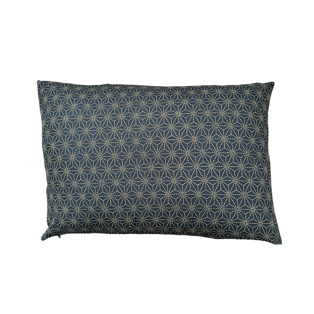 Japanese Asa-no-ha Navy Fabric Throw Pillow