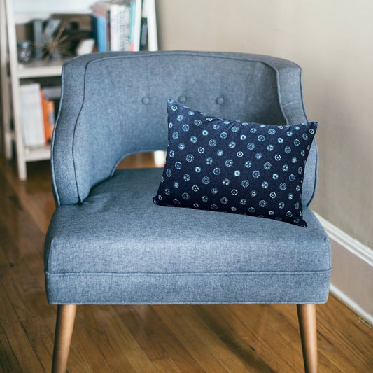 Japanese Shibori Indigo Fabric Throw Pillow