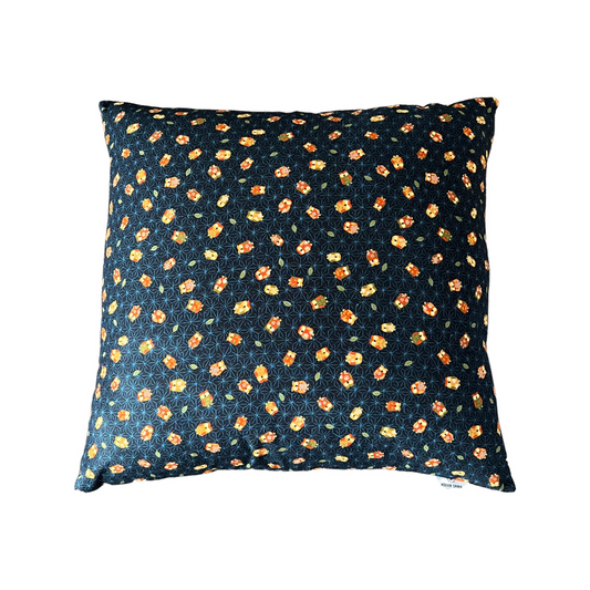 Japanese Owl Navy Throw Pillow