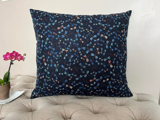 Japanese Tombo Navy Fabric Throw Pillow