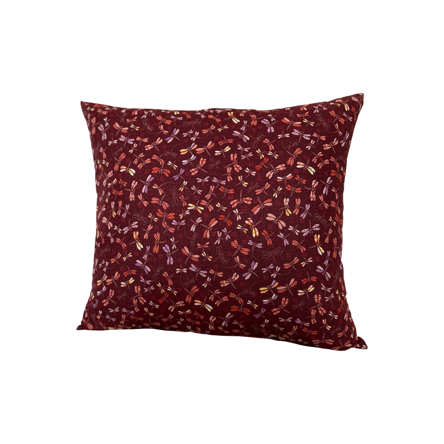Japanese Tombo Burgundy Fabric Throw Pillow