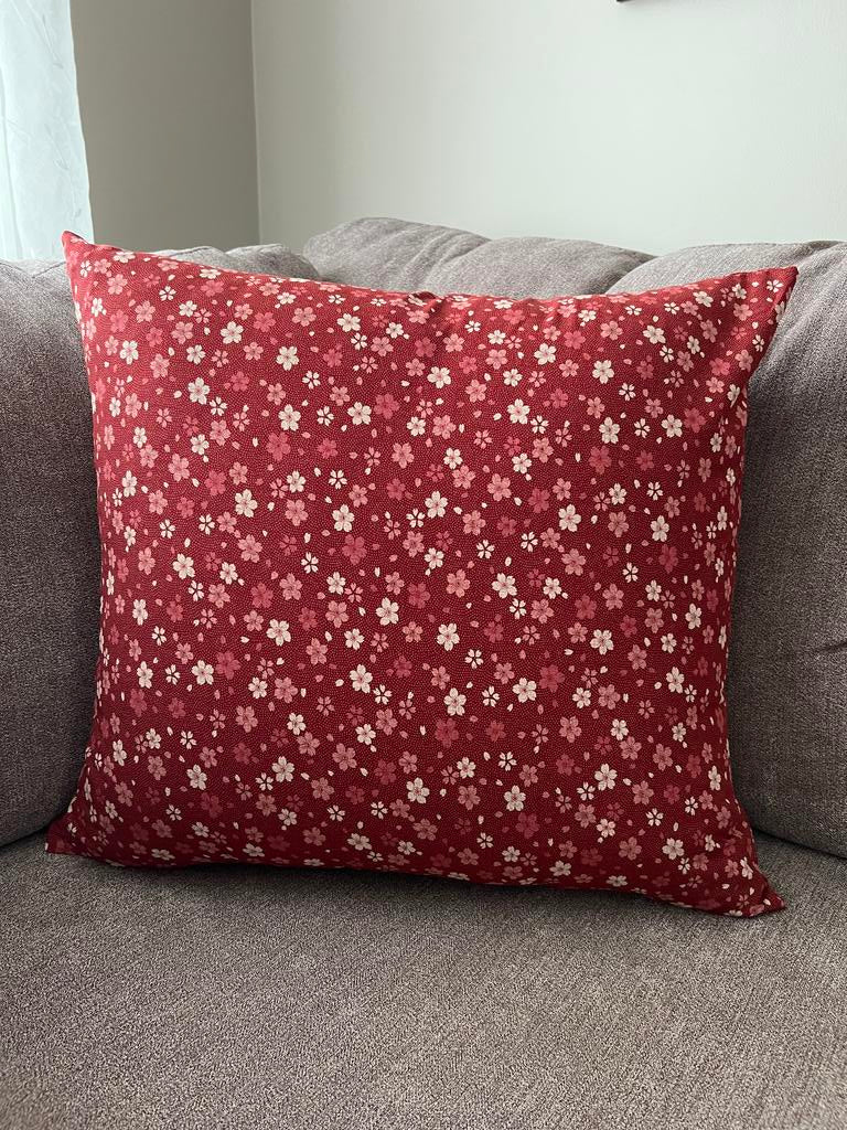 Japanese Sakura Red Fabric Throw Pillow