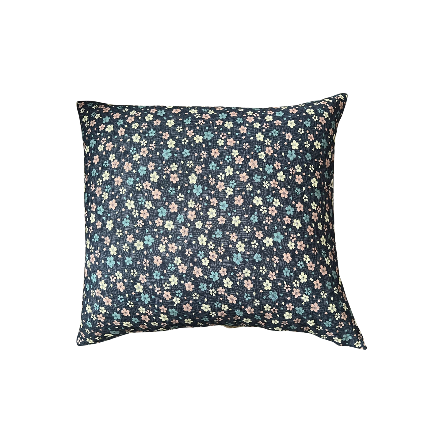 Japanese Sakura Navy Fabric Throw Pillow