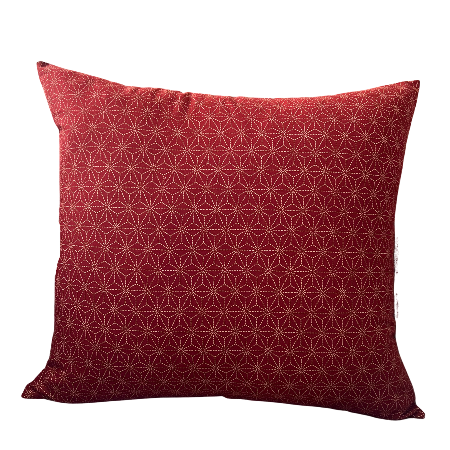 Japanese Asa-no-ha Red Fabric Throw Pillow