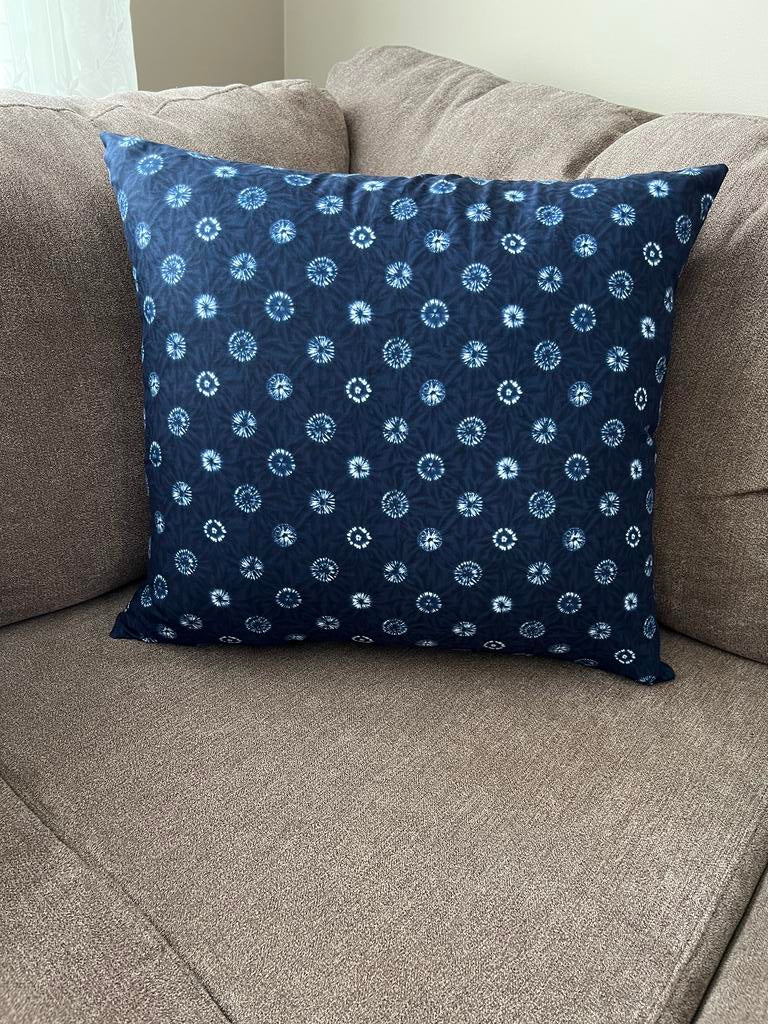 Japanese Shibori Indigo Fabric Throw Pillow