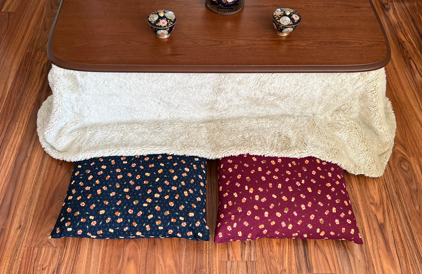 Japanese Zabuton Floor Pillow Owl Burgundy