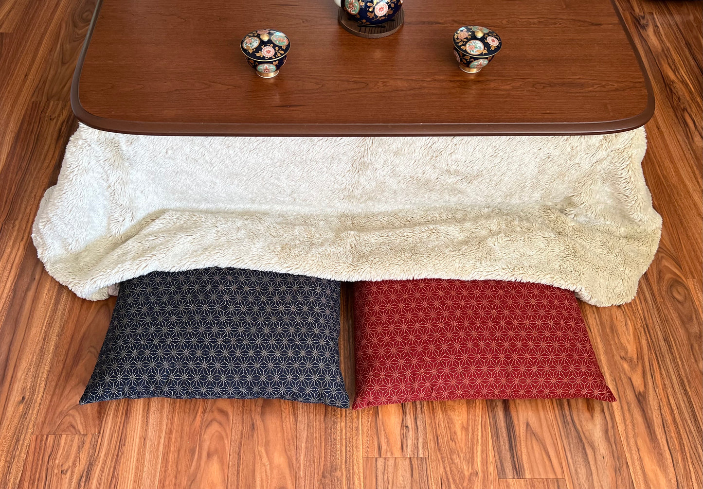 Japanese Zabuton Floor Pillow Asa-no-ha Red