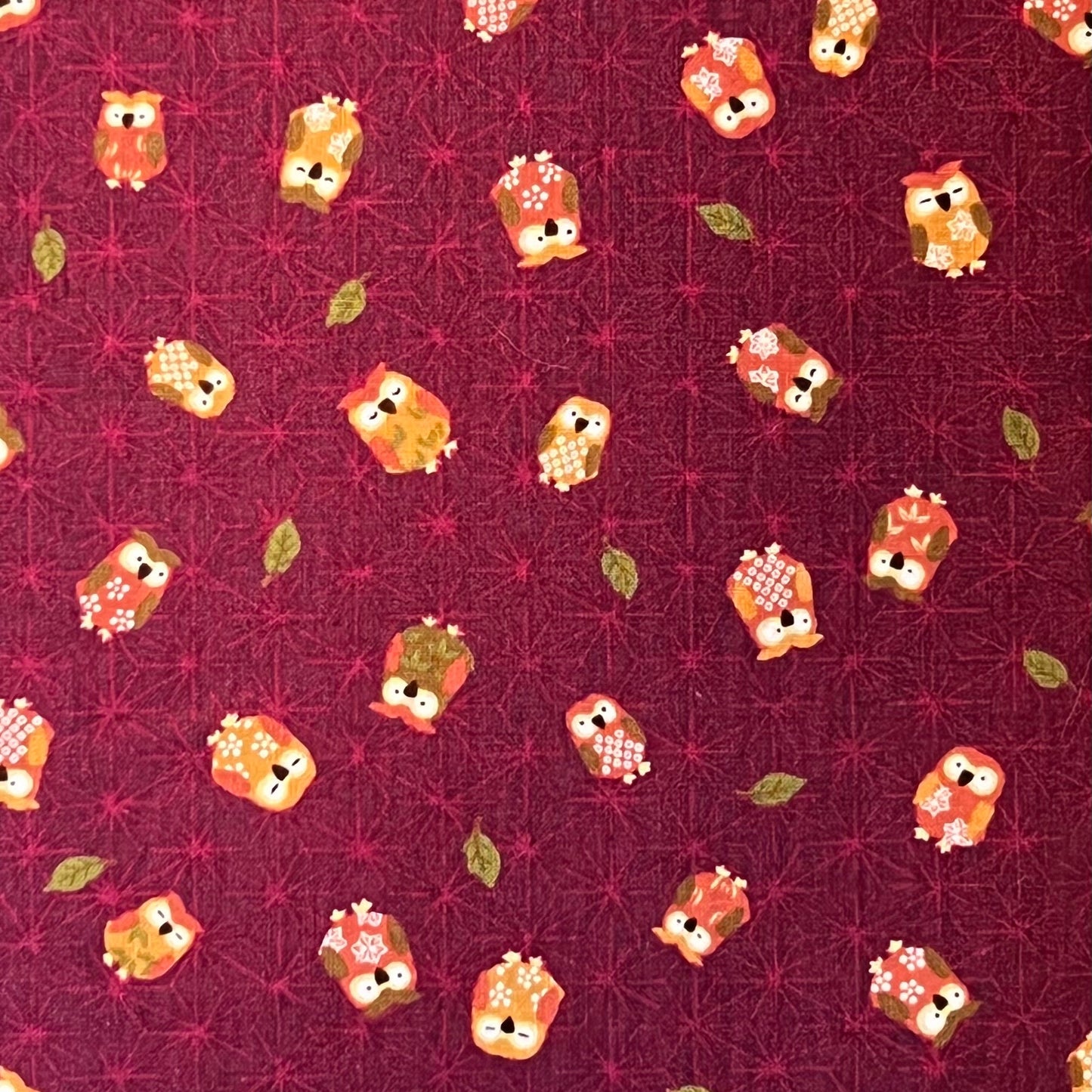 Japanese Zabuton Floor Pillow – Owl Burgundy | Meditation Cushion | Authentic Japanese Fabric