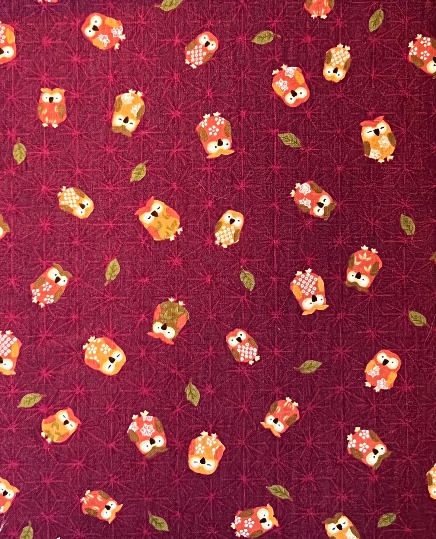 Japanese Zabuton Floor Pillow Owl Burgundy