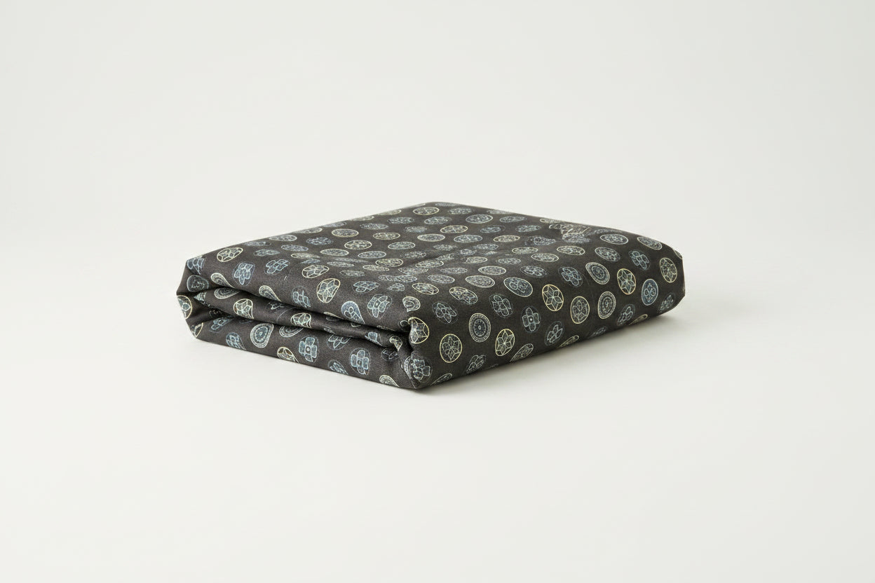 Japanese Zabuton Floor Pillow Kamon Navy