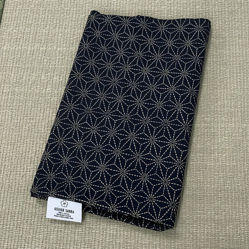 Asa-No-Ha Navy Japanese Futon Cover | Handmade Shiki Futon Cover