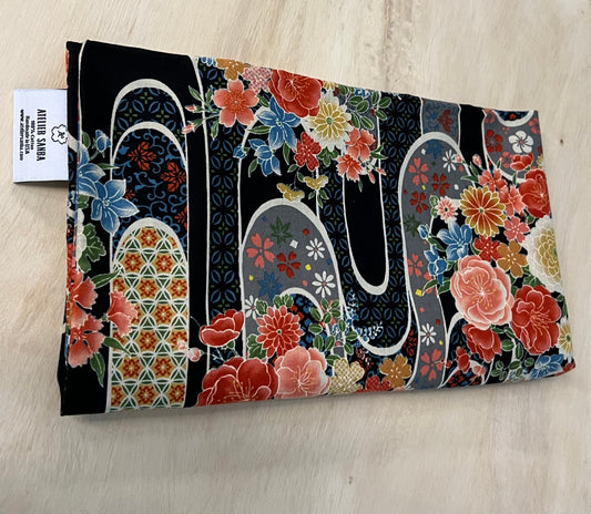 Imari Black Japanese Cotton Futon Cover.  Handmade Shiki Futon Cover.