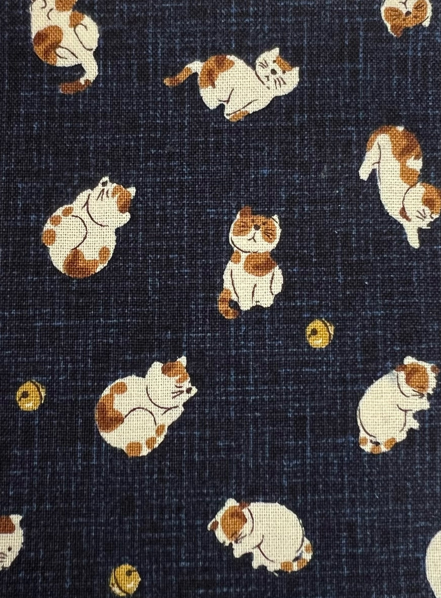 Cats Navy Cotton Futon Cover.  Handmade Shiki Futon Cover.