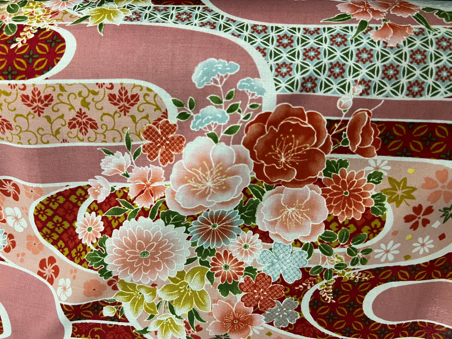 Japanese Zabuton Floor Pillow Floral Red