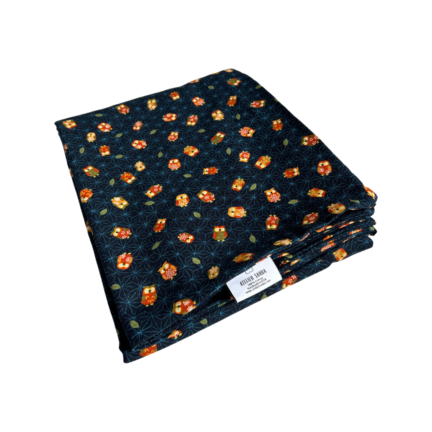 Blue Owl Japanese Cotton Futon Cover. Handmade Shiki Futon Cover.