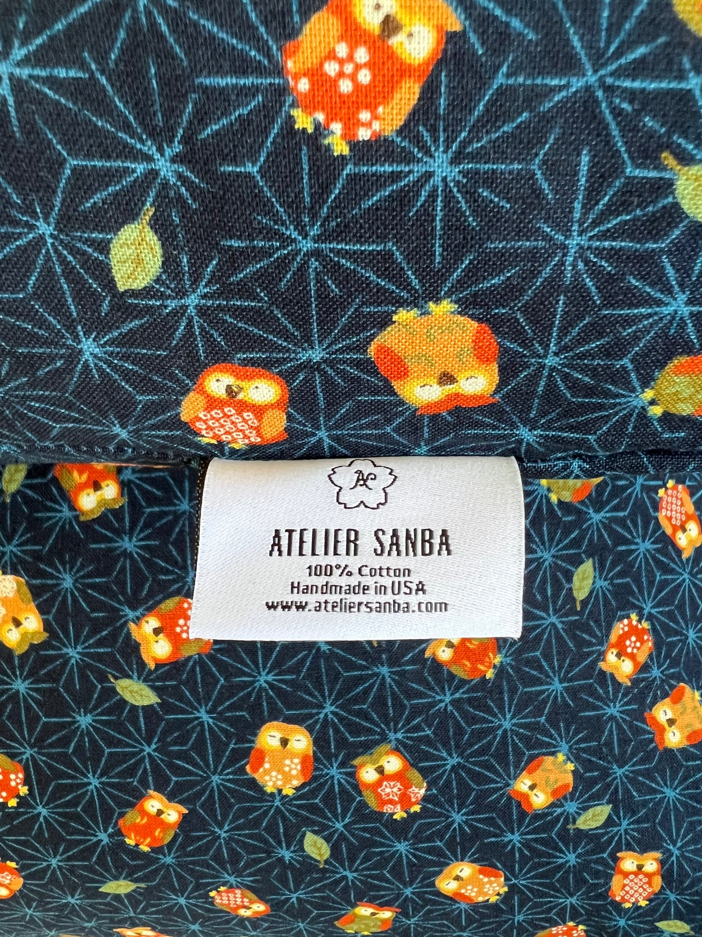 Blue Owl Japanese Cotton Futon Cover. Handmade Shiki Futon Cover.