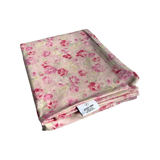 Pink Rose Japanese Cotton Futon Cover.  Handmade Shiki Futon Cover.