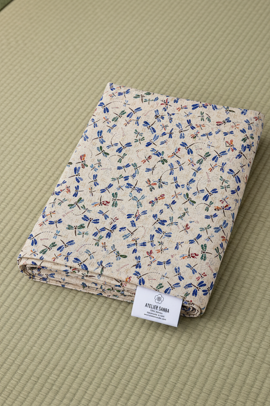 Tombo Beige Cotton Futon Cover.  Handmade Shiki Futon Cover.