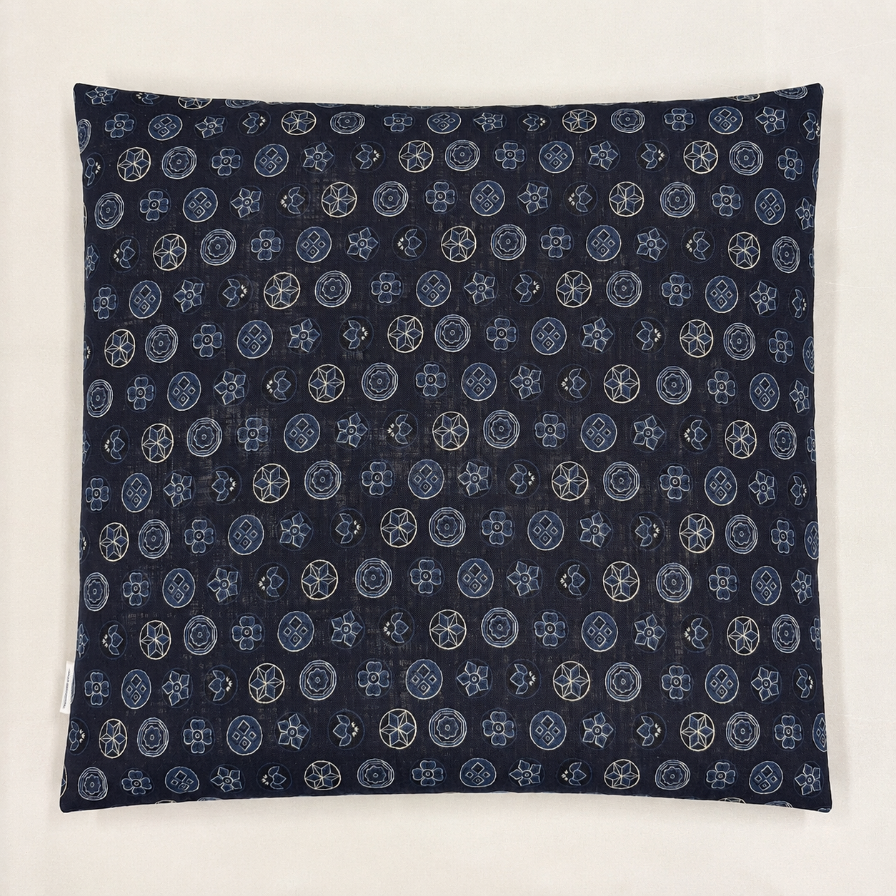 Japanese Zabuton Floor Pillow Kamon Navy