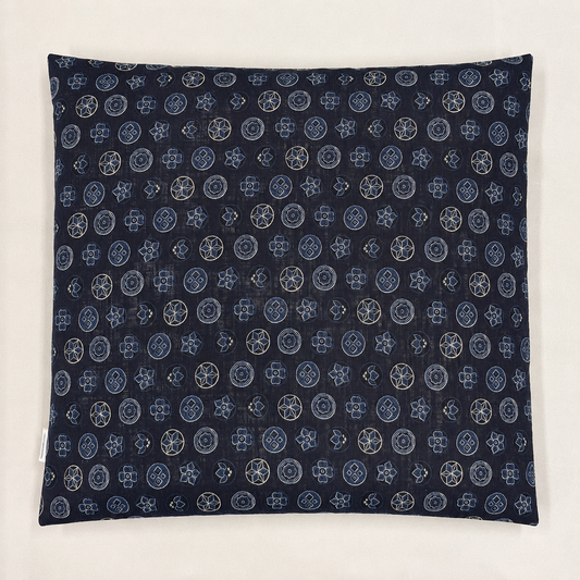 Japanese Zabuton Floor Pillow Kamon Navy