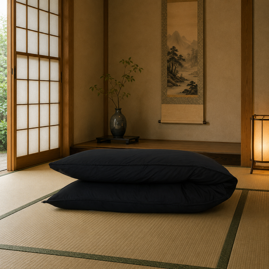 apanese Shikibuton Futon Mattress with Removable Kona Black Cover | Handmade Cotton Futon