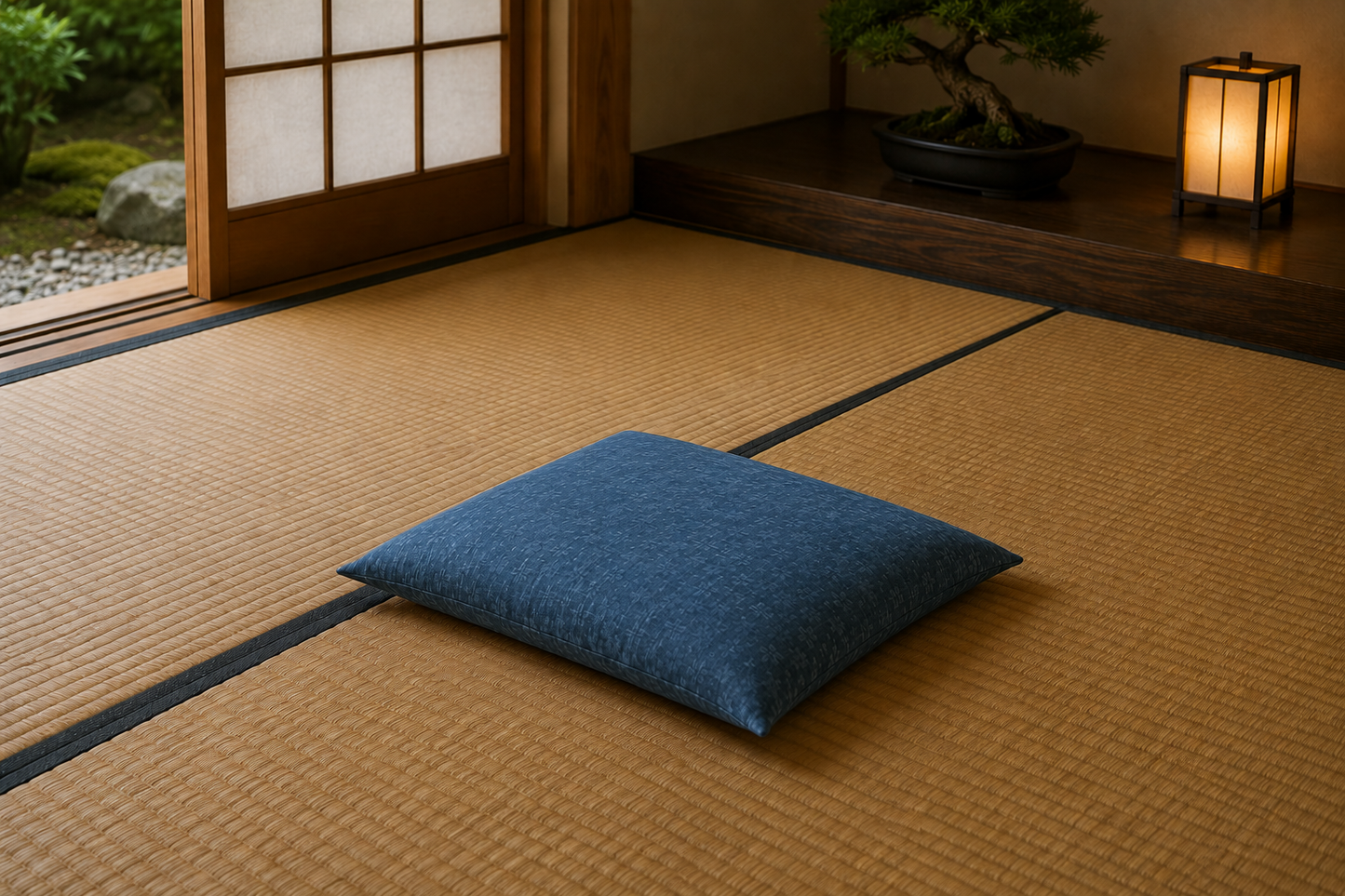 Japanese Zabuton Floor Pillow Mura Blue