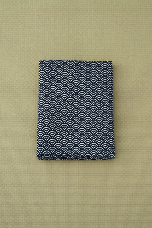 Seikaiha Shibori Japanese Cotton Futon Cover.  Handmade Shiki Futon Cover.