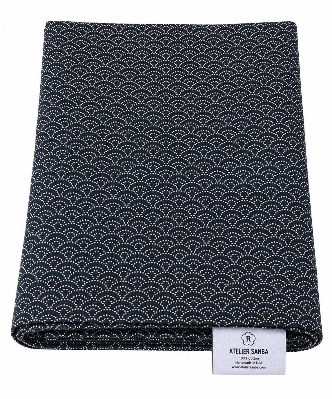 Japanese Shikibuton Futon Mattress with Removable Seikaiha Navy Cover | Handmade Cotton Futon