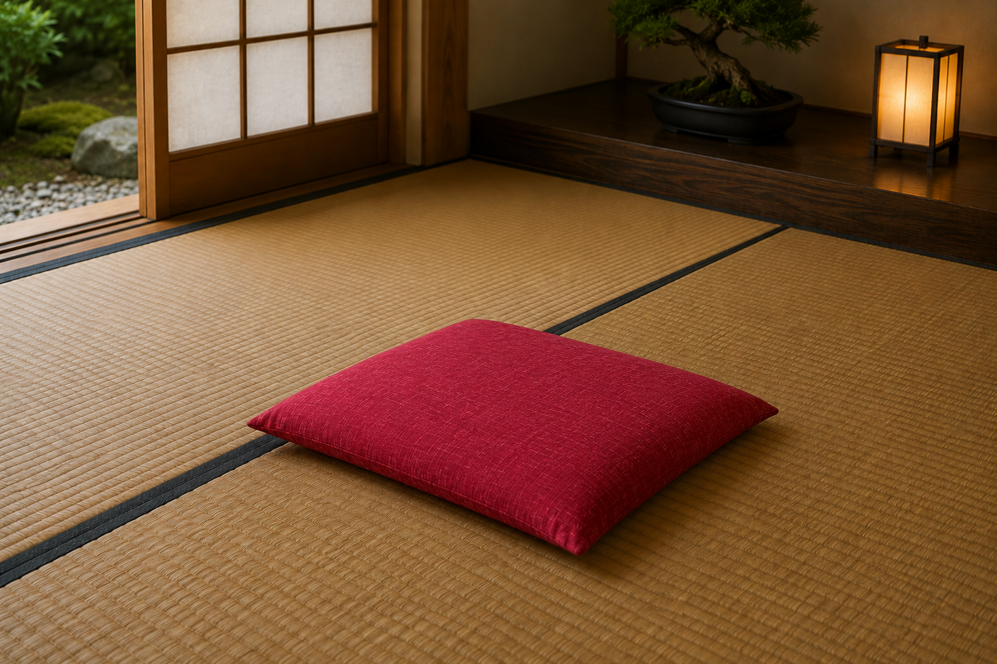 Japanese Zabuton Floor Pillow Mura Red
