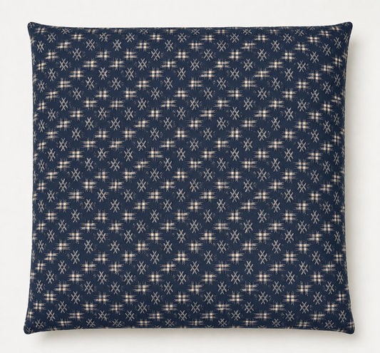 Japanese Zabuton Floor Pillow – Kasuri Navy | Meditation Cushion | Authentic Japanese Fabric