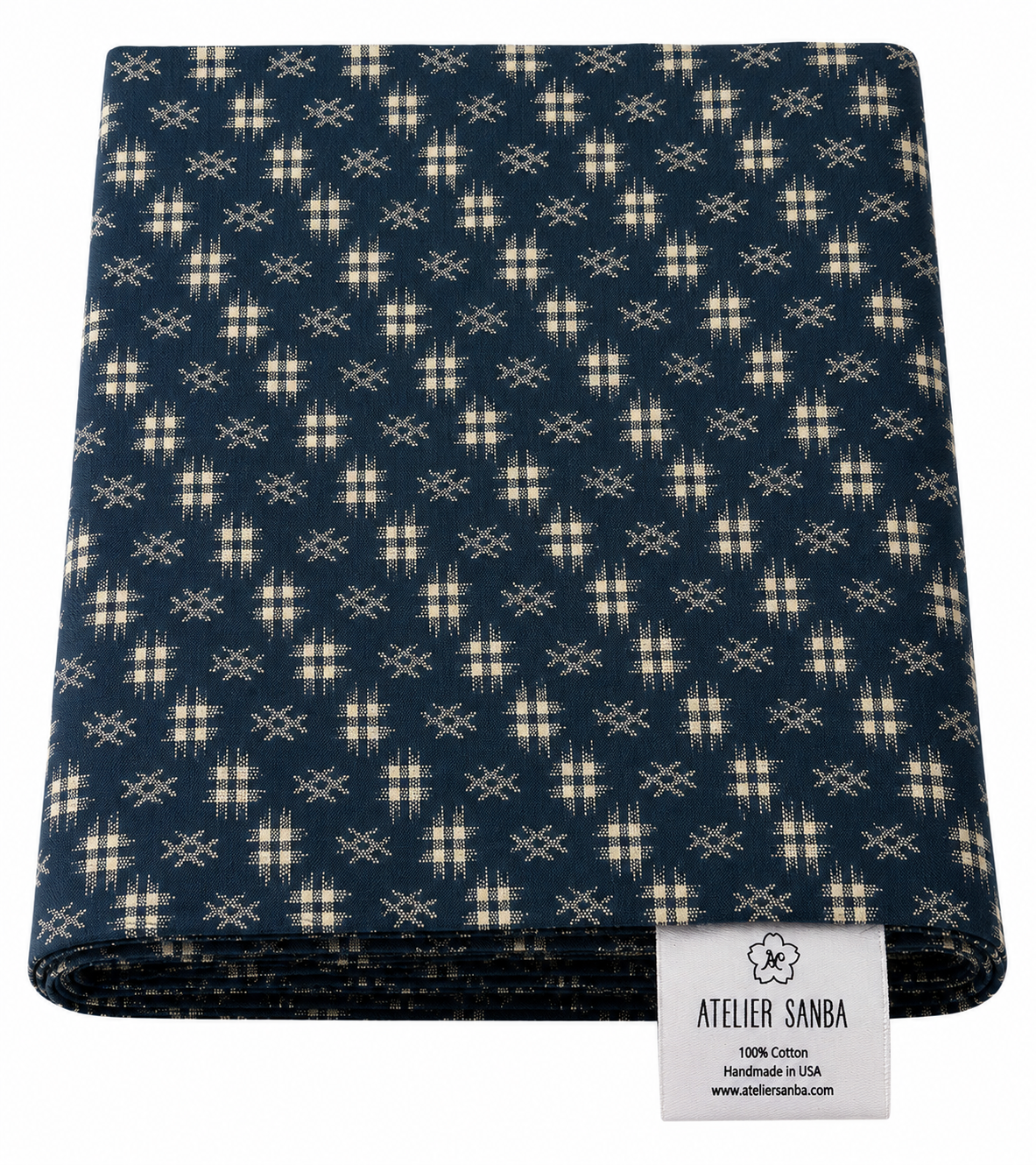 Japanese Shikibuton Futon Mattress with Removable Kasuri Navy Cover | Handmade Cotton Futon