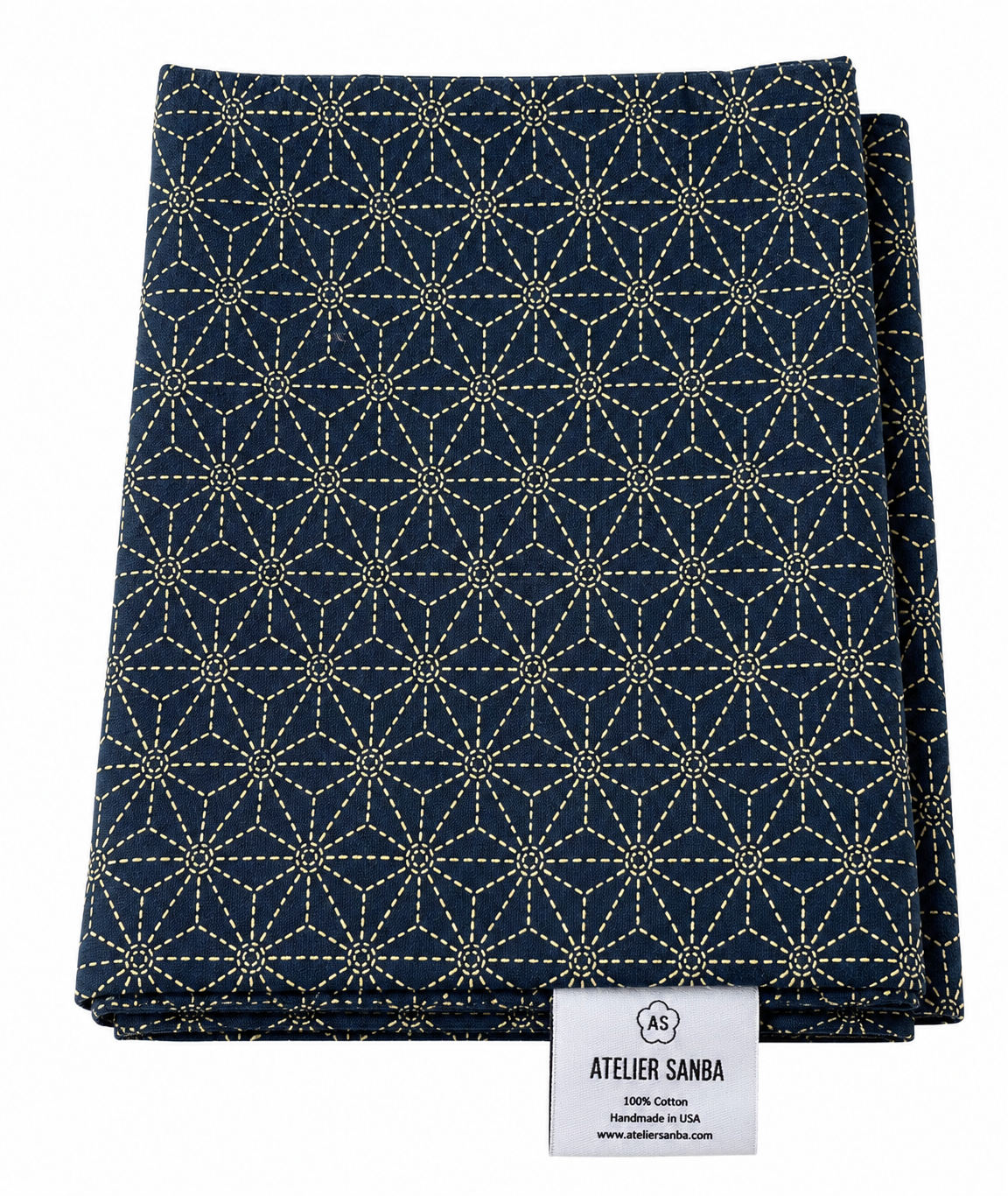 Asa-No-Ha Navy Japanese Futon Cover | Handmade Shiki Futon Cover