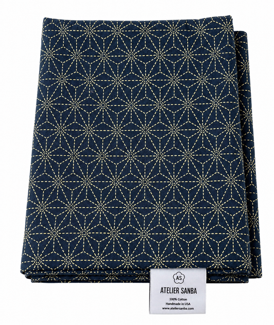 Asa-No-Ha Navy Japanese Futon Cover | Handmade Shiki Futon Cover
