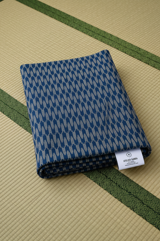 Yagasuri Blue Japanese Cotton Futon Cover.  Handmade Shiki Futon Cover.