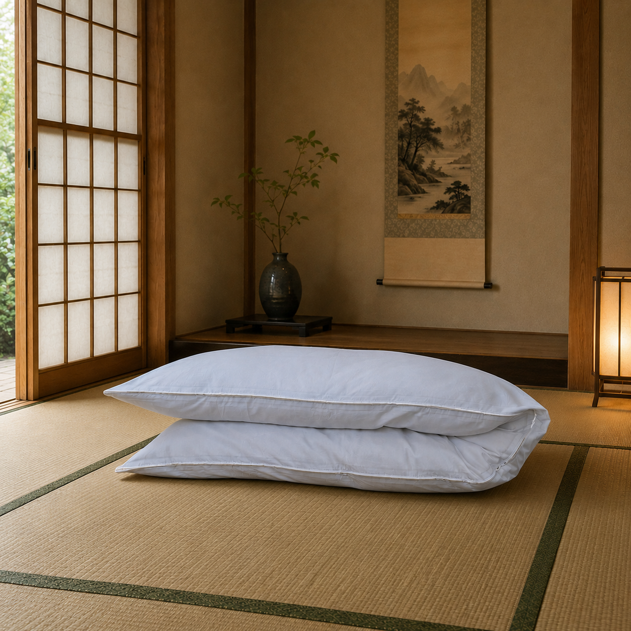 Japanese Shikibuton Futon Mattress with Removable Kona White Cover | Handmade Cotton Futon