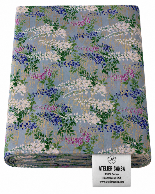 Floral Blue Japanese Futon Cover | Handmade Shiki Futon Cover