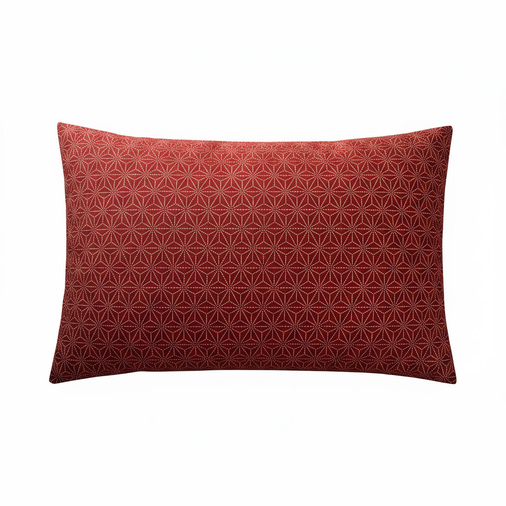Japanese Asa-No-Ha Red Throw Pillow | Decorative Accent Pillow