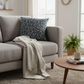 Japanese Sakura Navy Throw Pillow | Decorative Accent Pillow