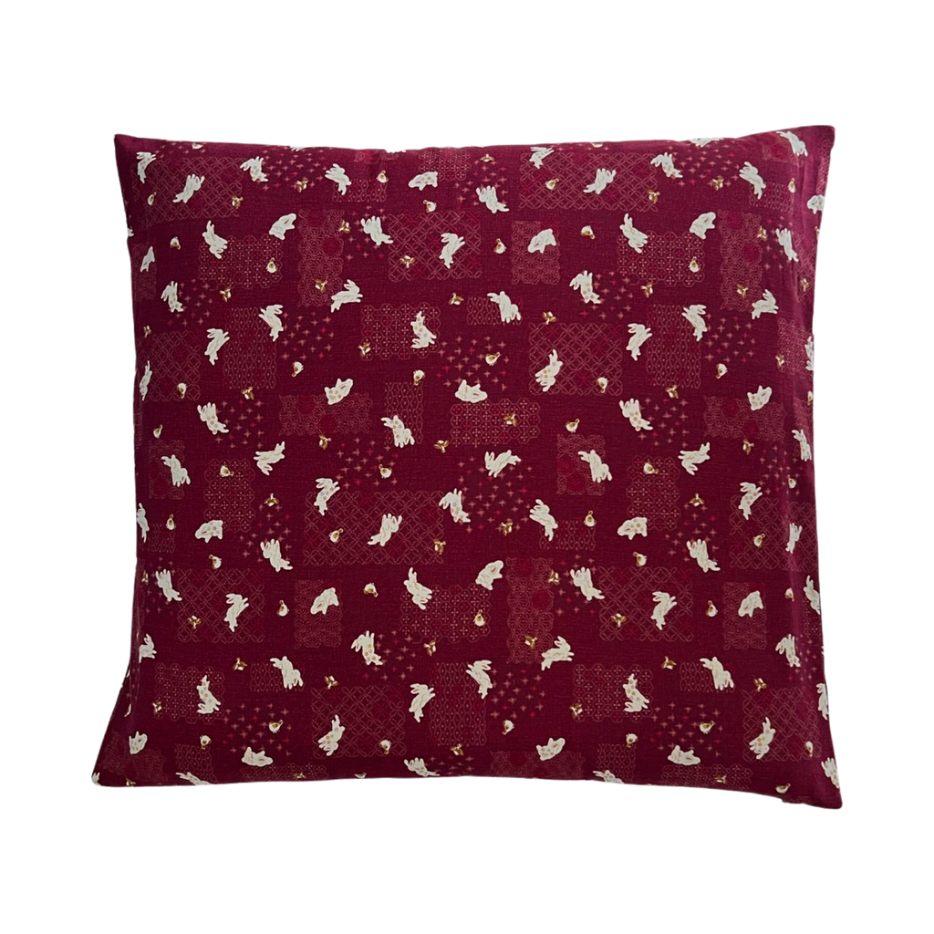 Japanese Zabuton Floor Pillow Bunny Burgundy