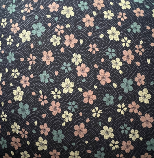 Sakura Navy Japanese Cotton Futon Cover.  Handmade Shiki Futon Cover.